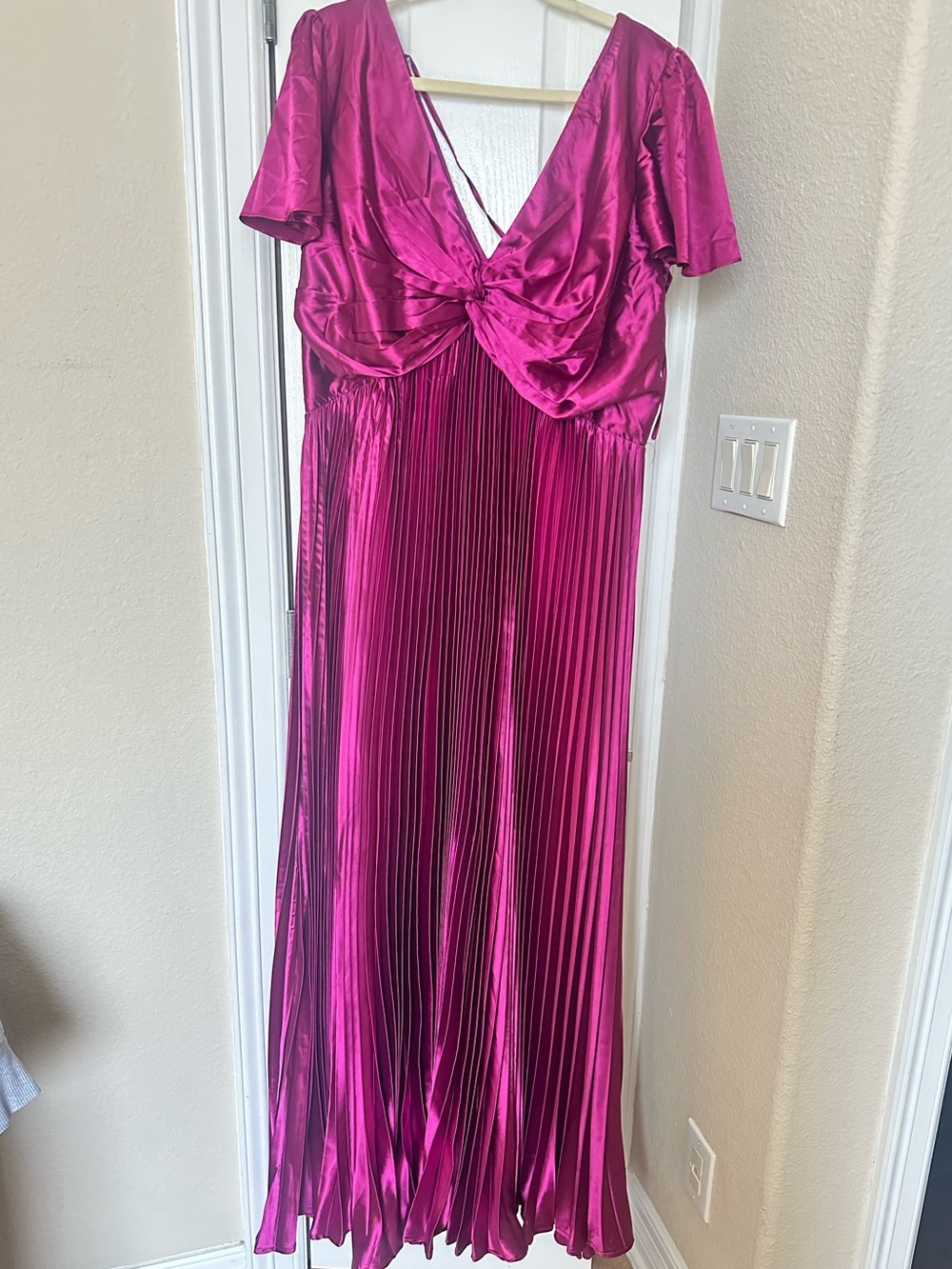 Twist-Front Maxi Dress in Vibrant Fuchsia